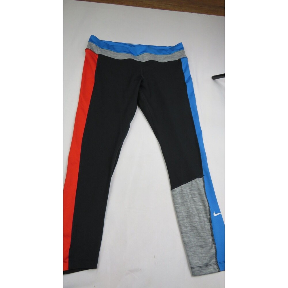 Nike One Dri-FIT Colorblock 7/8 Leggings Black Blue Red Gray Athletic Size XL
